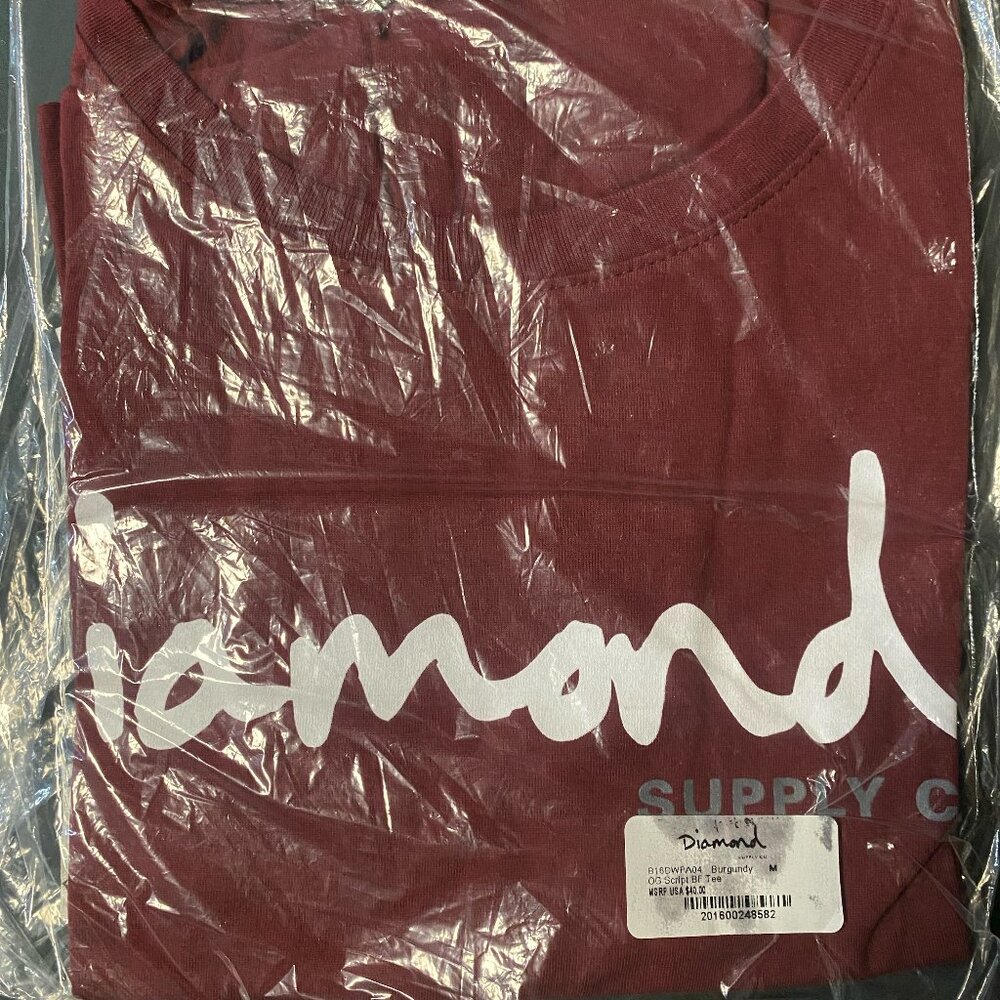 Diamond Supply Co. OG Script Tee Shirt Mens Size M Skater Street Wear Maroon